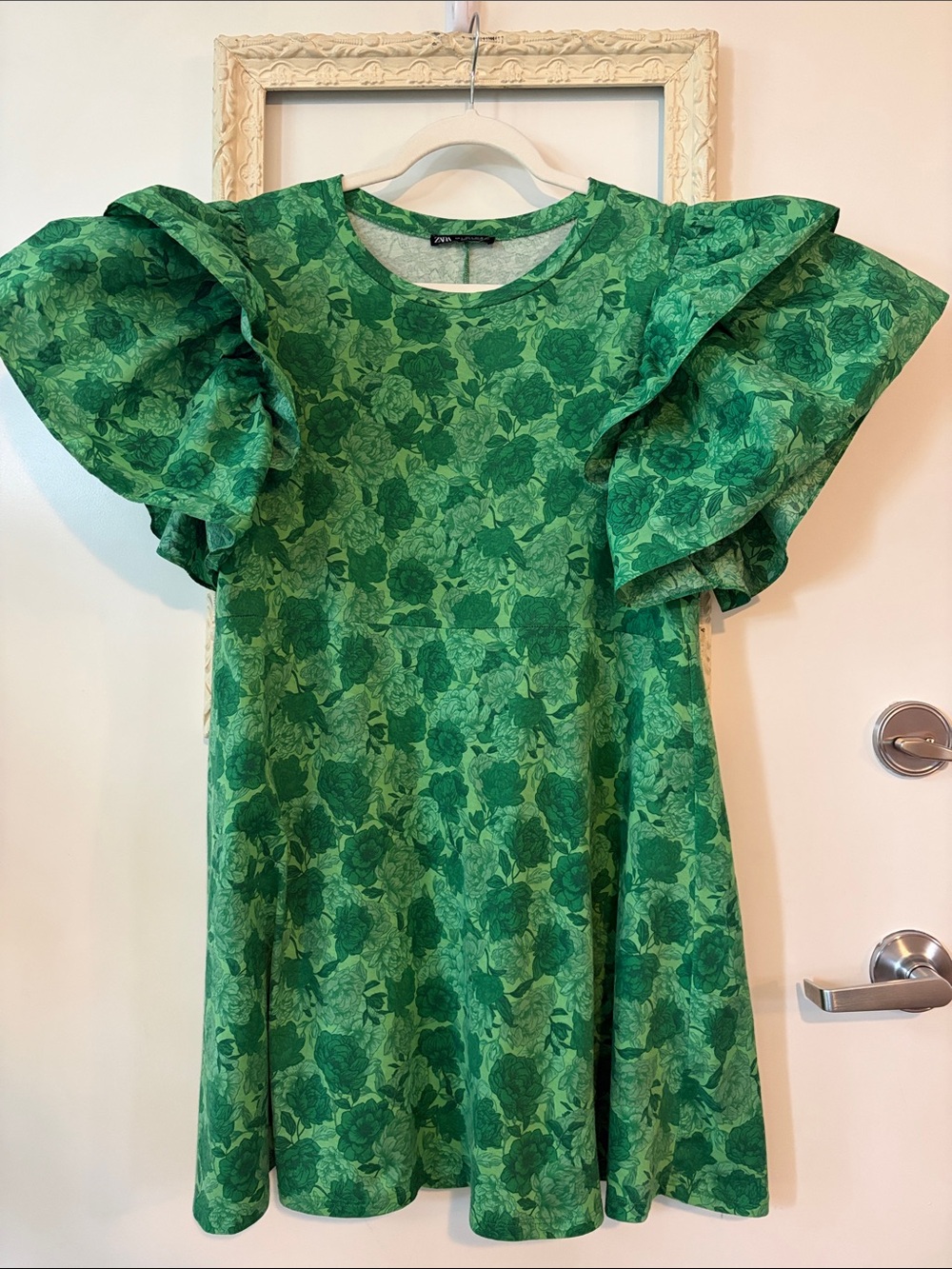 ZARA | Ruffle Flutter Sleeve Mini Shift Dress - Picture 2 of 16